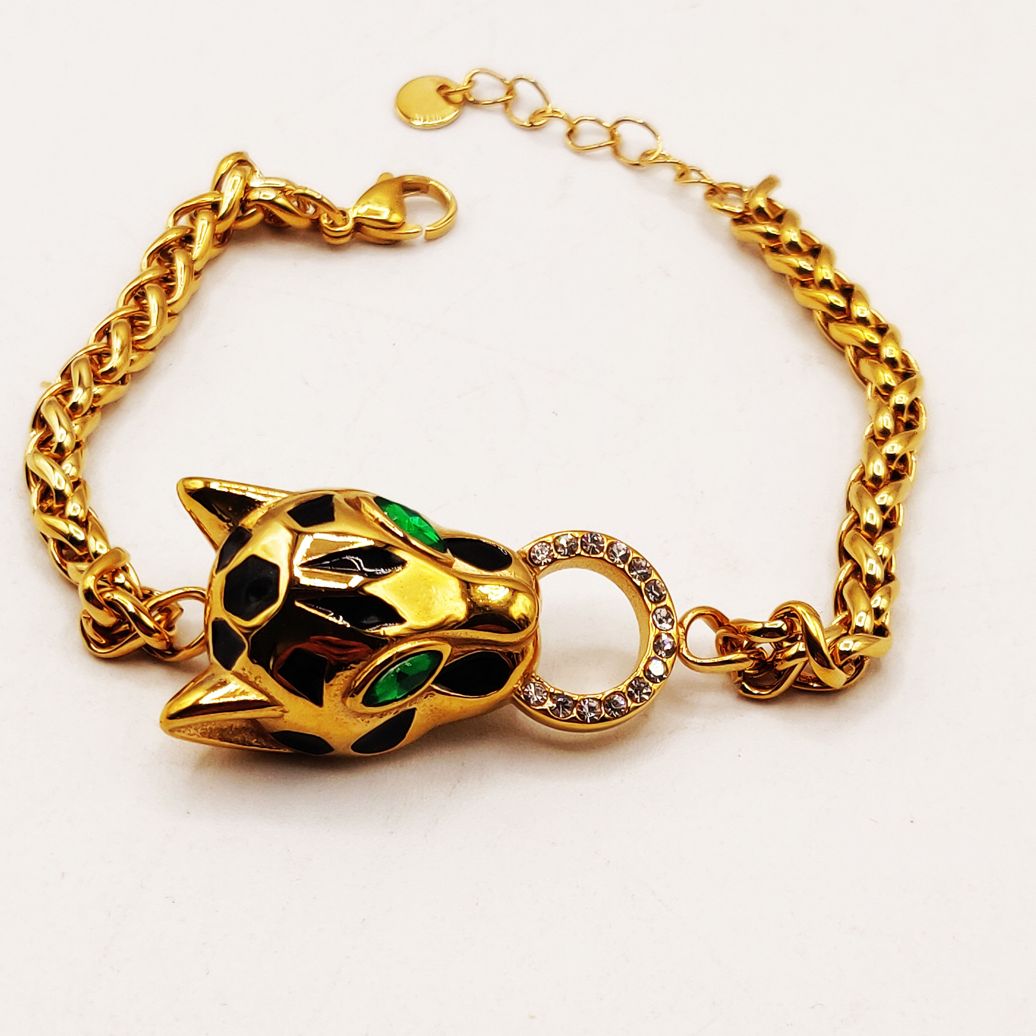 Bracelet Torsade Tête Jaguar Anneau Luxe