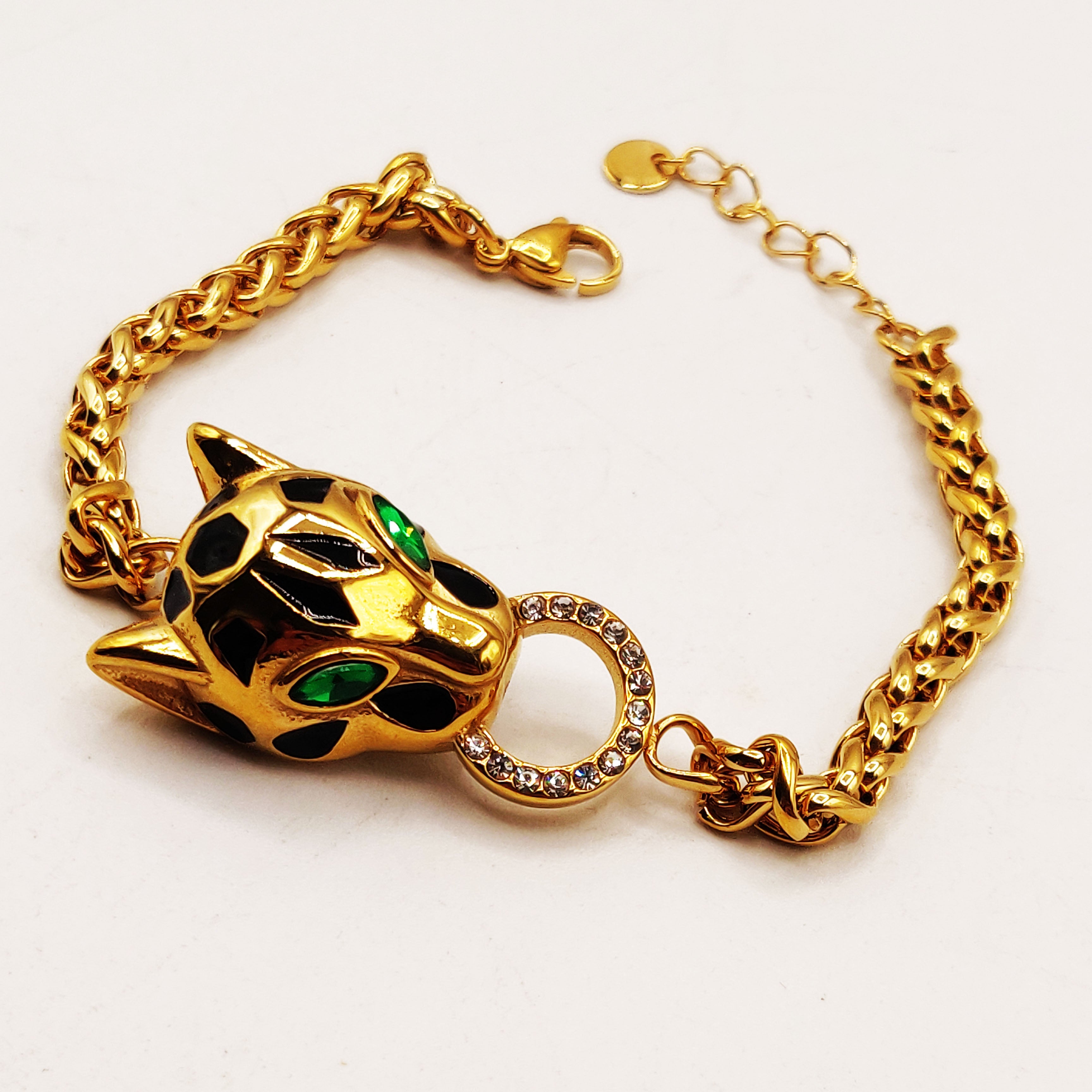 Bracelet Torsade Tête Jaguar Anneau Luxe
