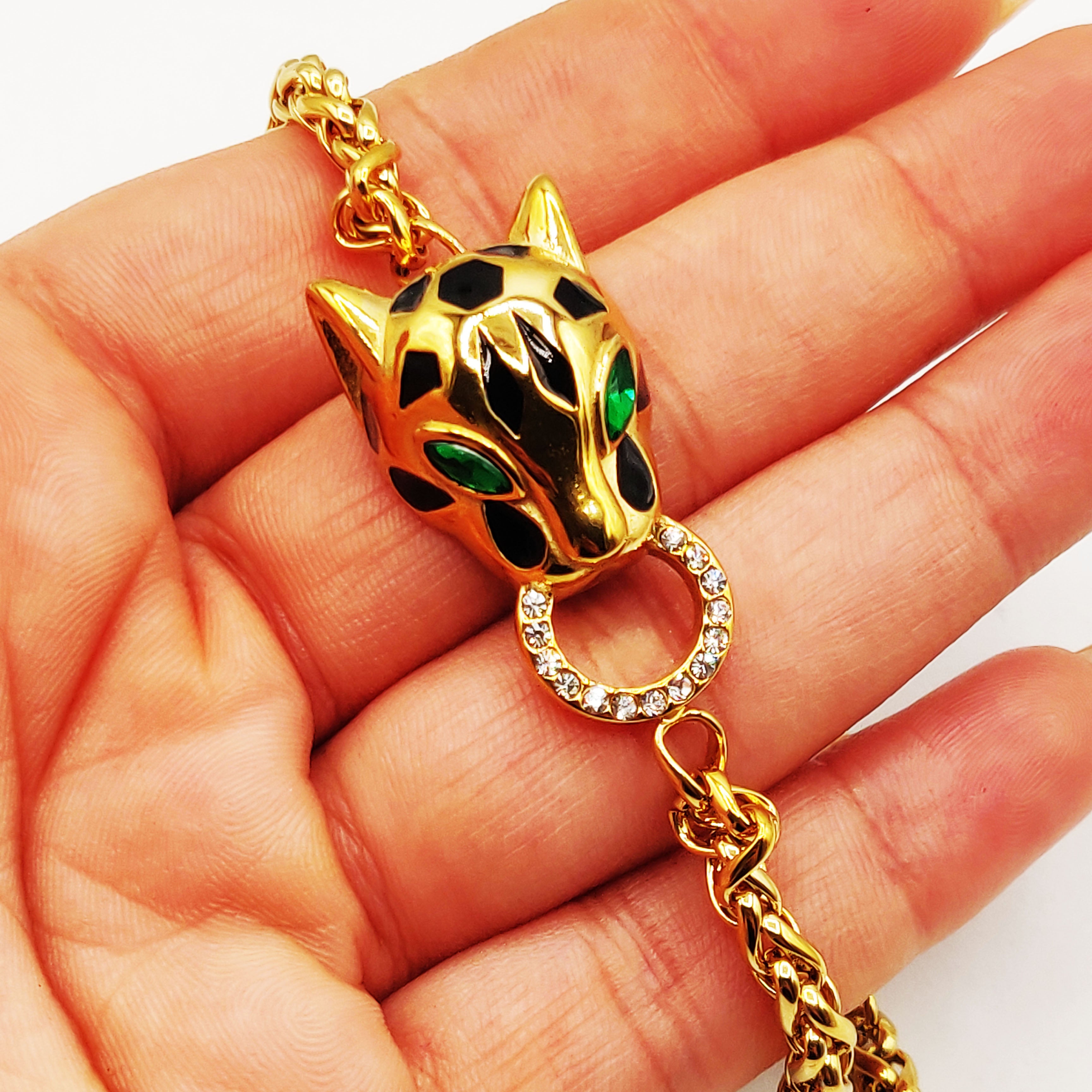 Bracelet Torsade Tête Jaguar Anneau Luxe