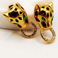 Boucles d'oreilles Torsade Tête Jaguar Anneau Luxe