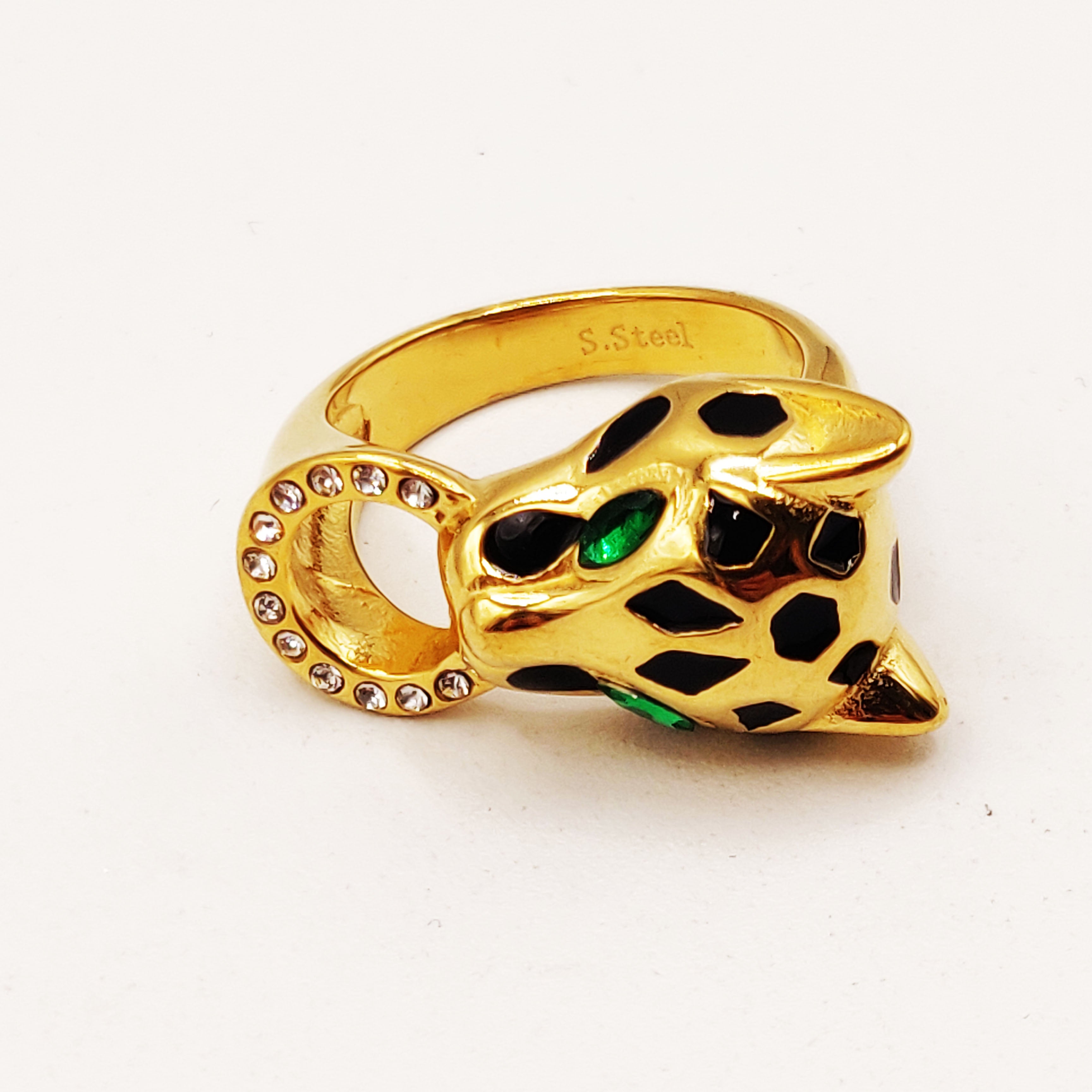Bague Torsade Tête Jaguar Anneau Luxe
