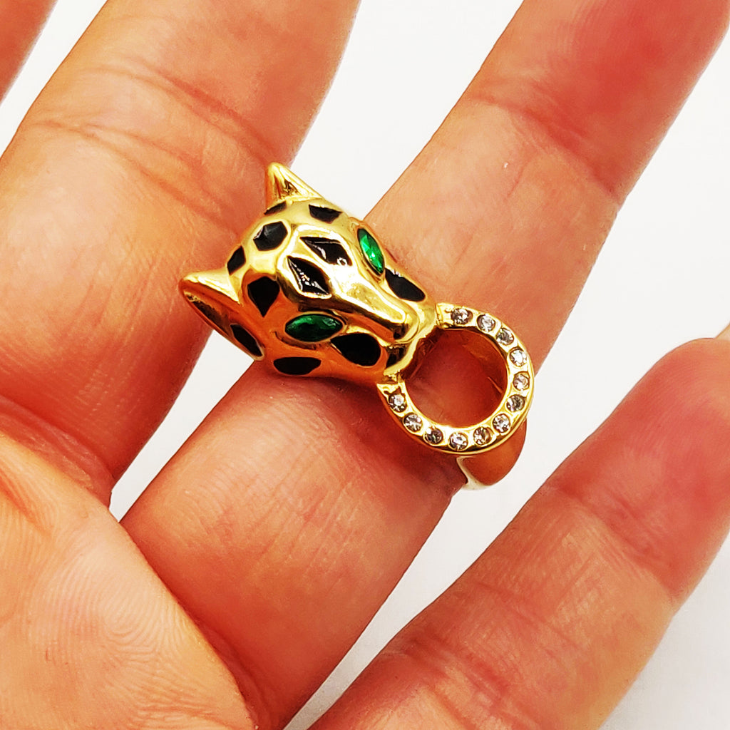 Bague Torsade Tête Jaguar Anneau Luxe
