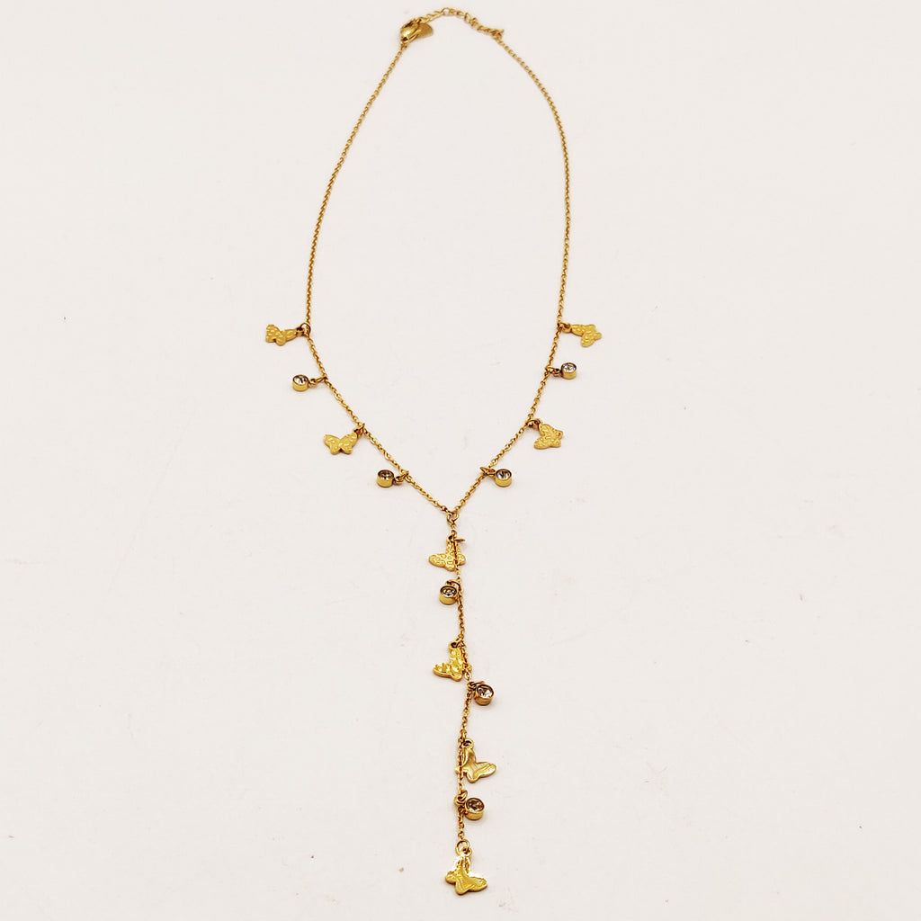 Collier Multi Papillons et Cristaux Descendant