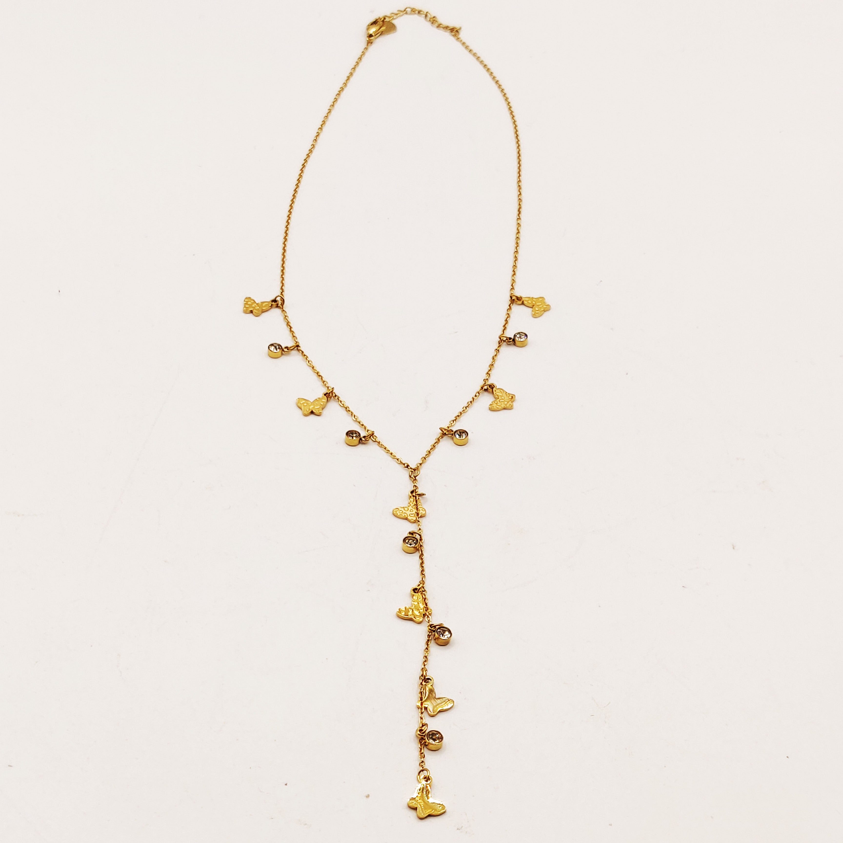 Collier Multi Papillons et Cristaux Descendant