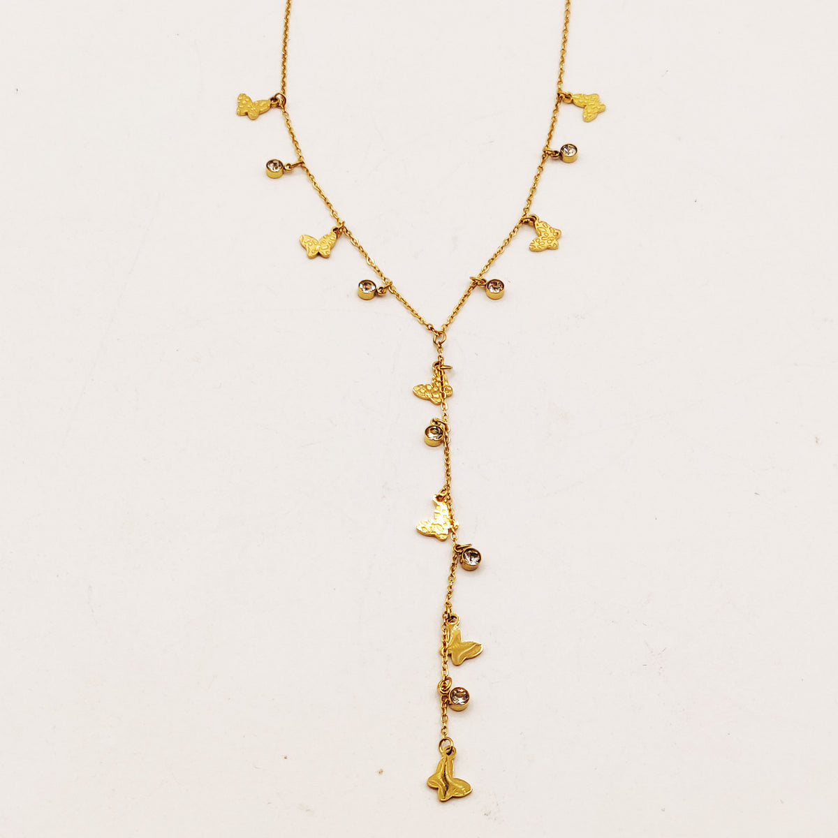 Collier Multi Papillons et Cristaux Descendant