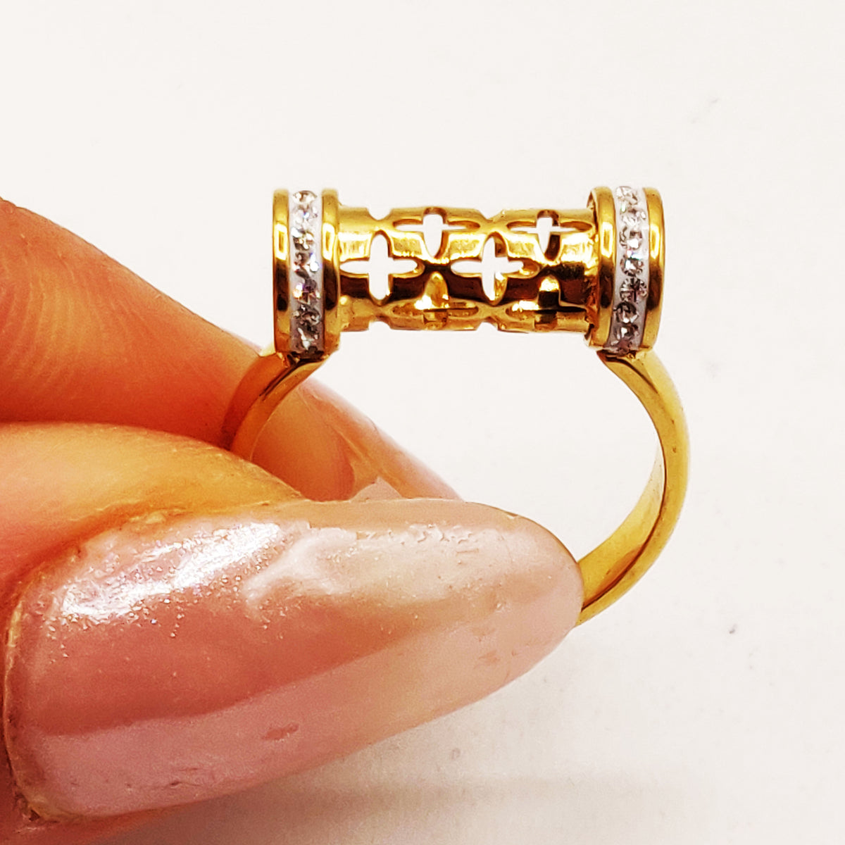 Bague Rouleau Motifs Trèfles Luxe