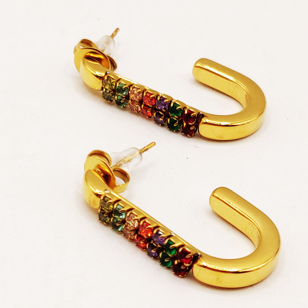 Boucles d'oreilles C Cristaux Multicolores