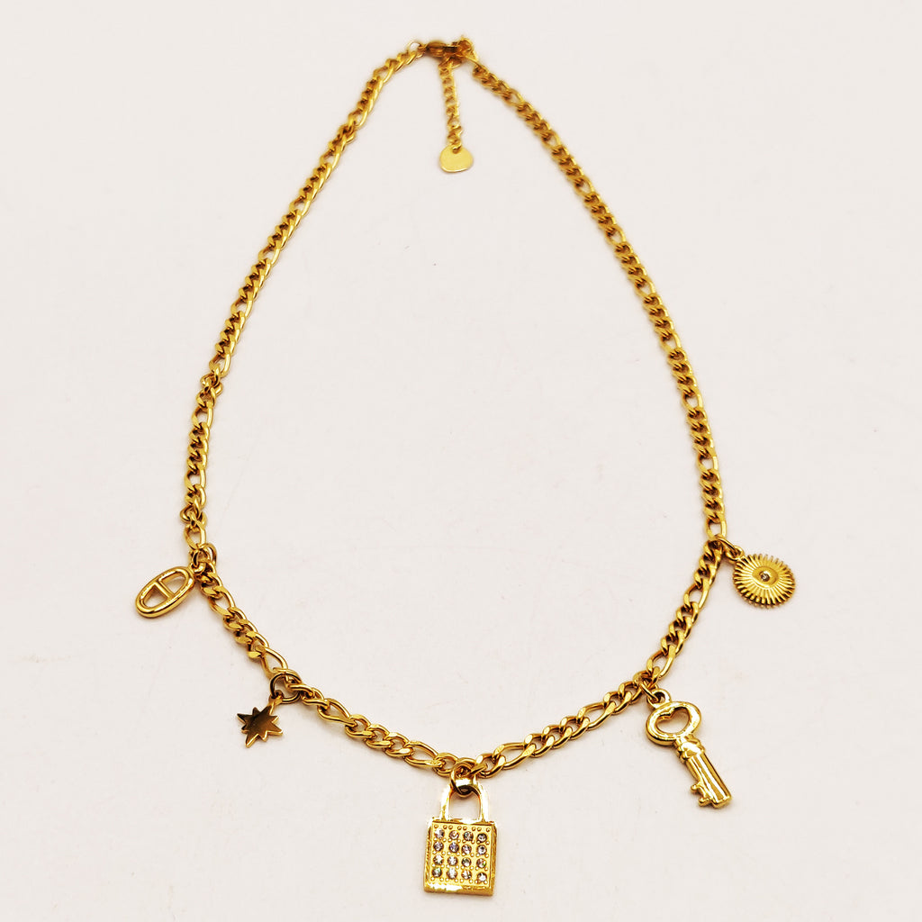 Collier Tresse Pendentifs Clé Cadenas H Luxe