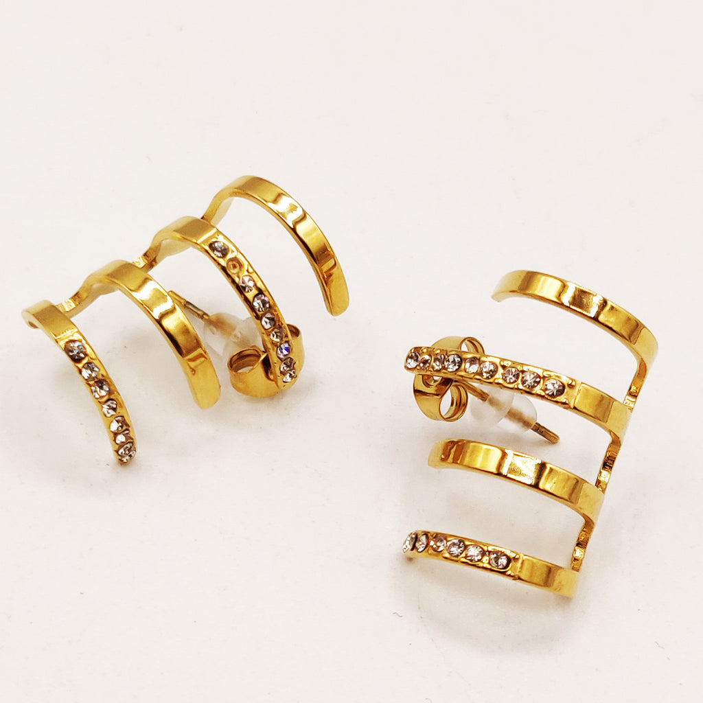 Boucles d'oreilles 4 Lignes et Cristaux