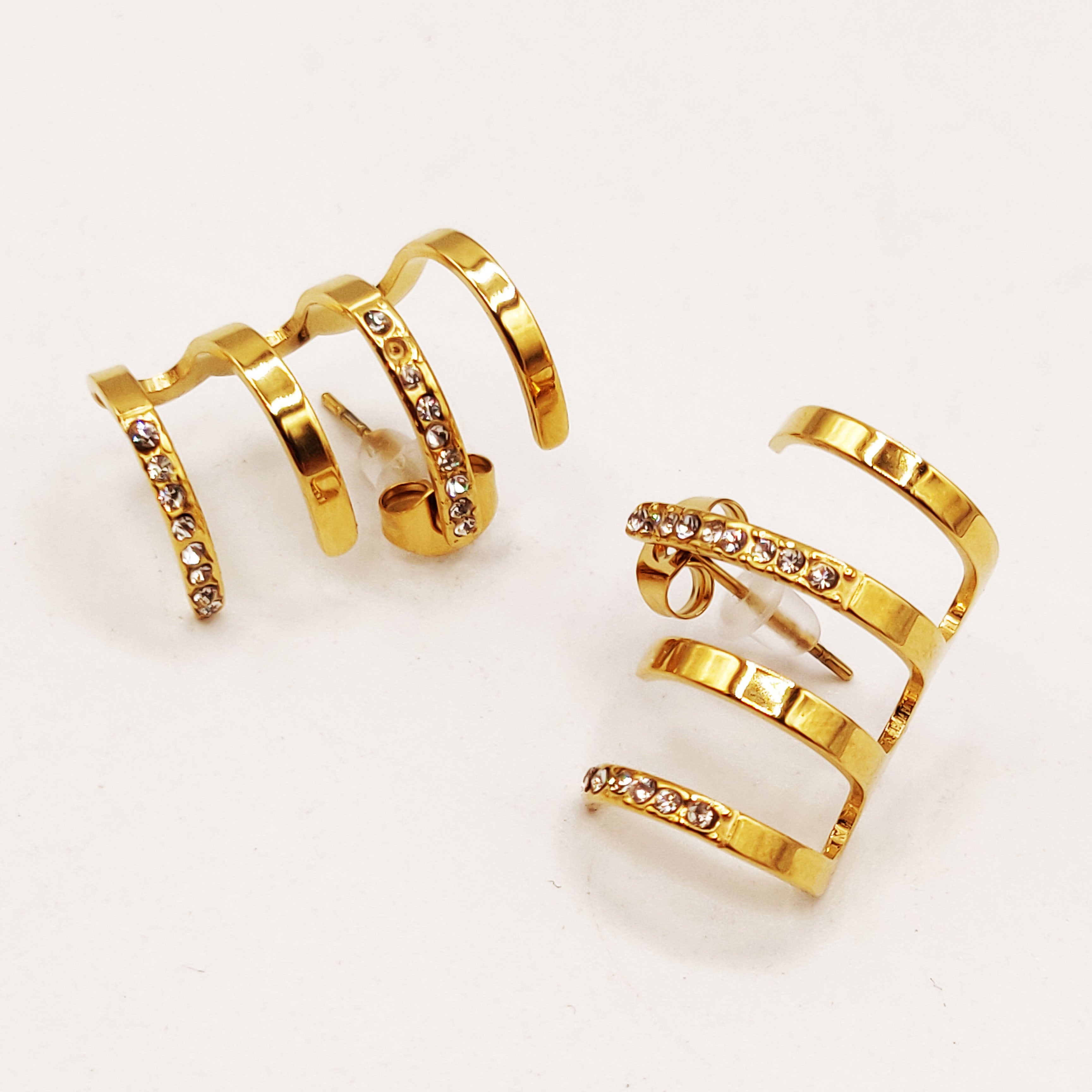 Boucles d'oreilles 4 Lignes et Cristaux