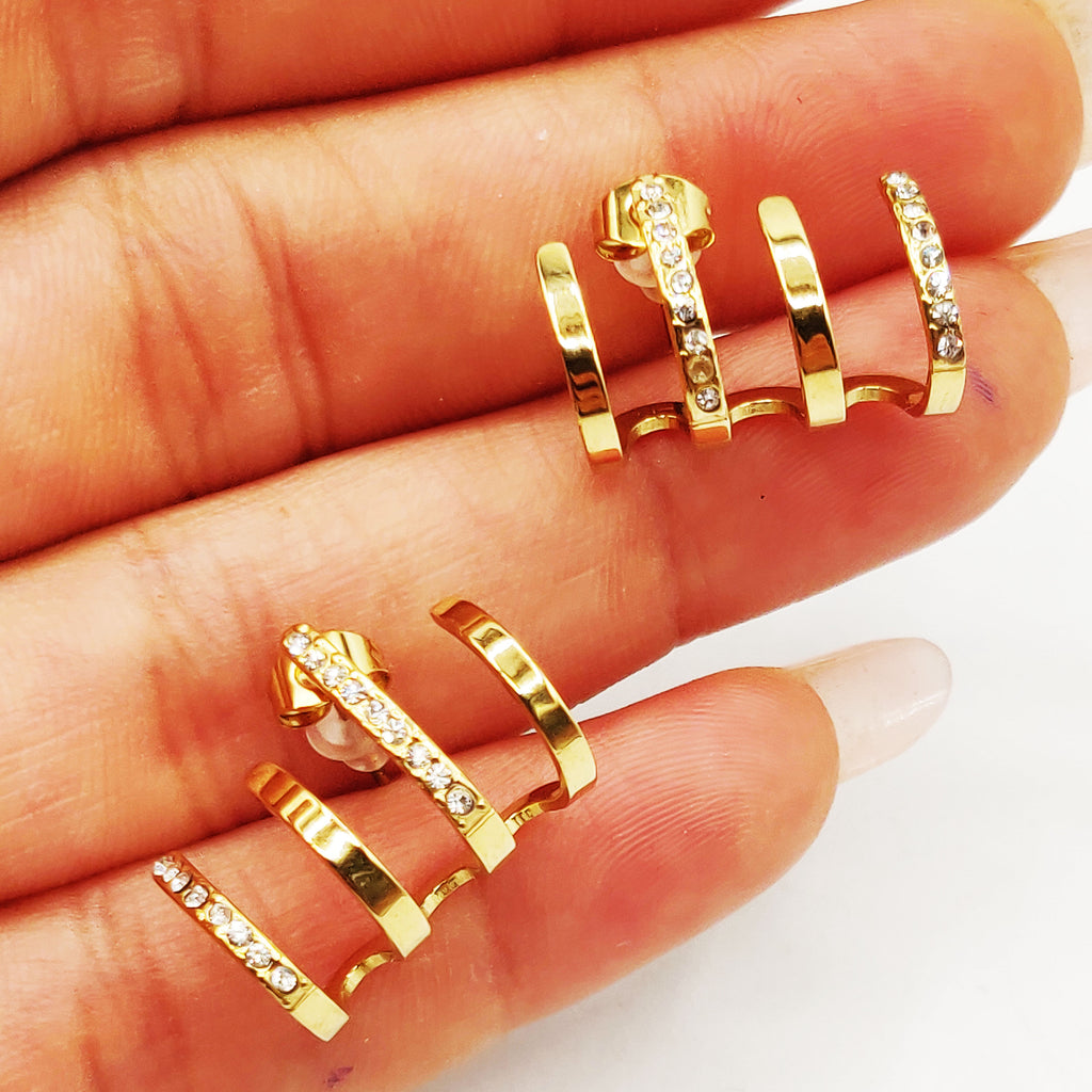 Boucles d'oreilles 4 Lignes et Cristaux