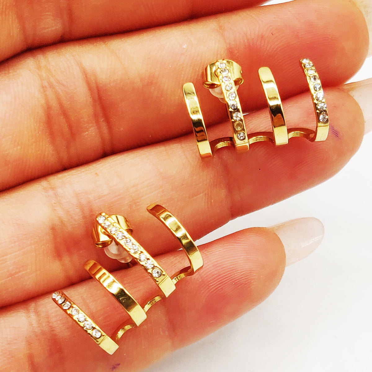 Boucles d'oreilles 4 Lignes et Cristaux