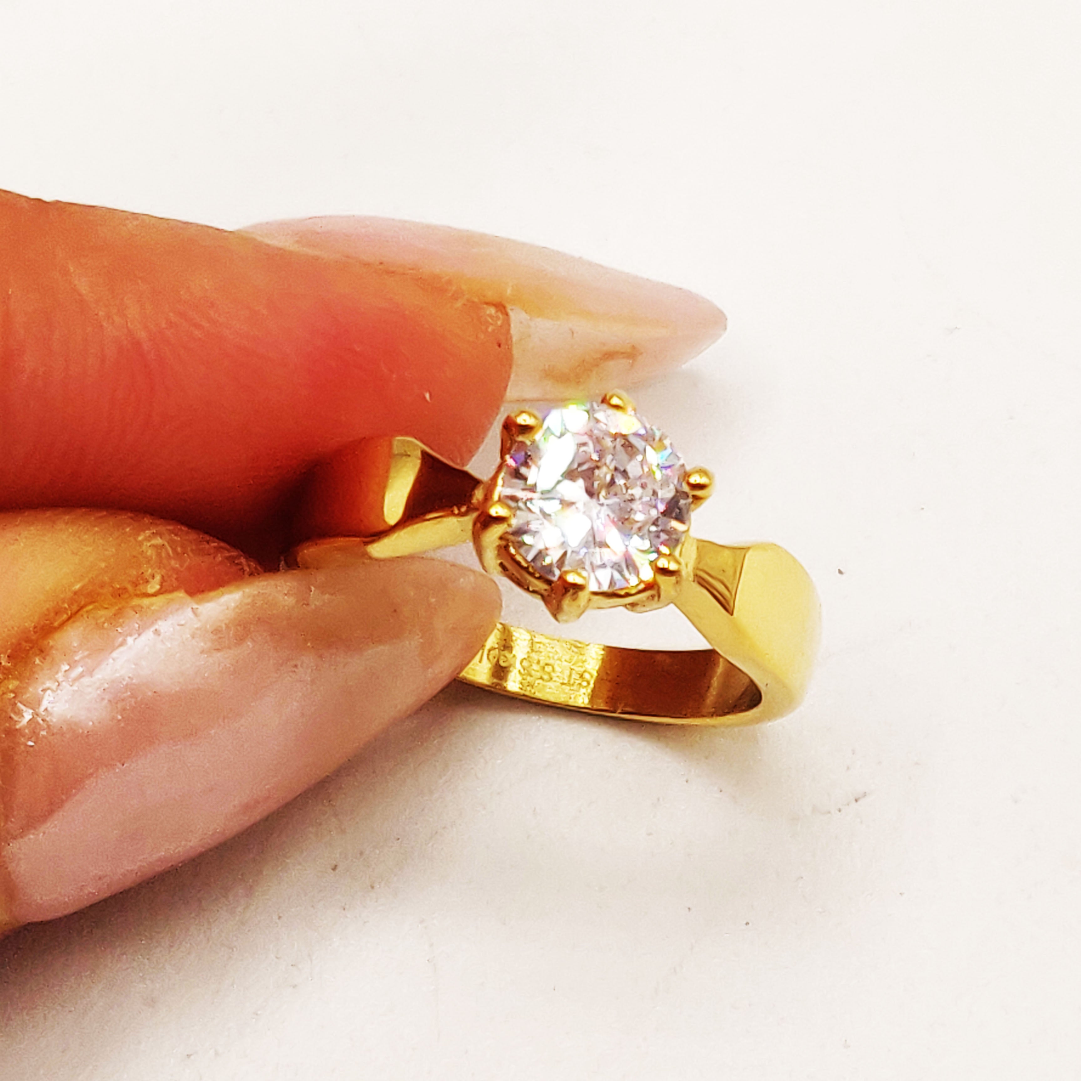 Bague Fiançailles Cristal Rond Simple