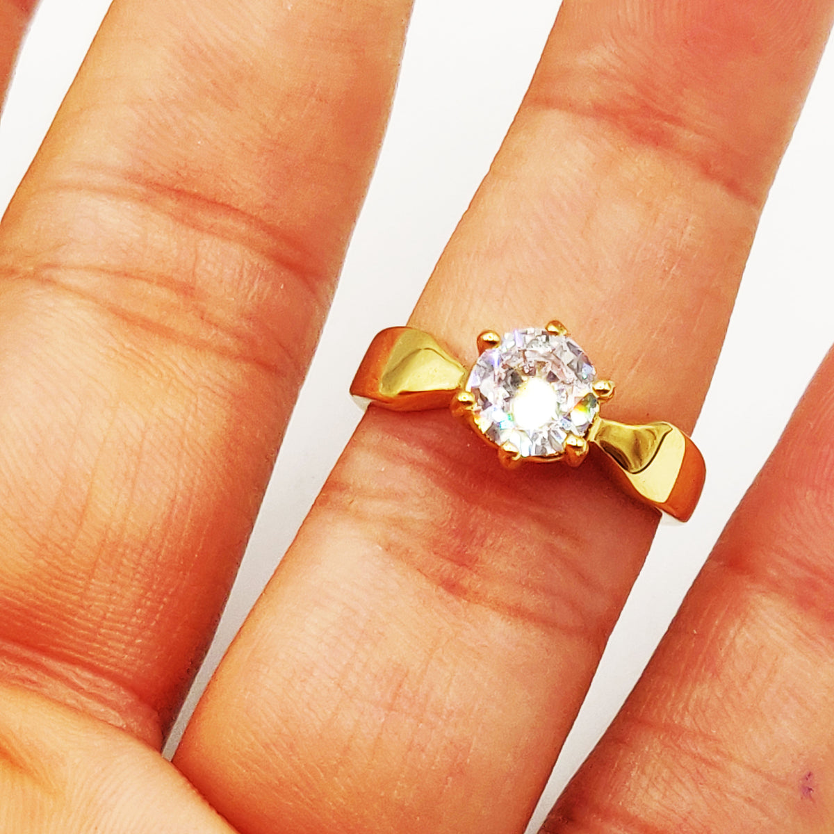 Bague Fiançailles Cristal Rond Simple