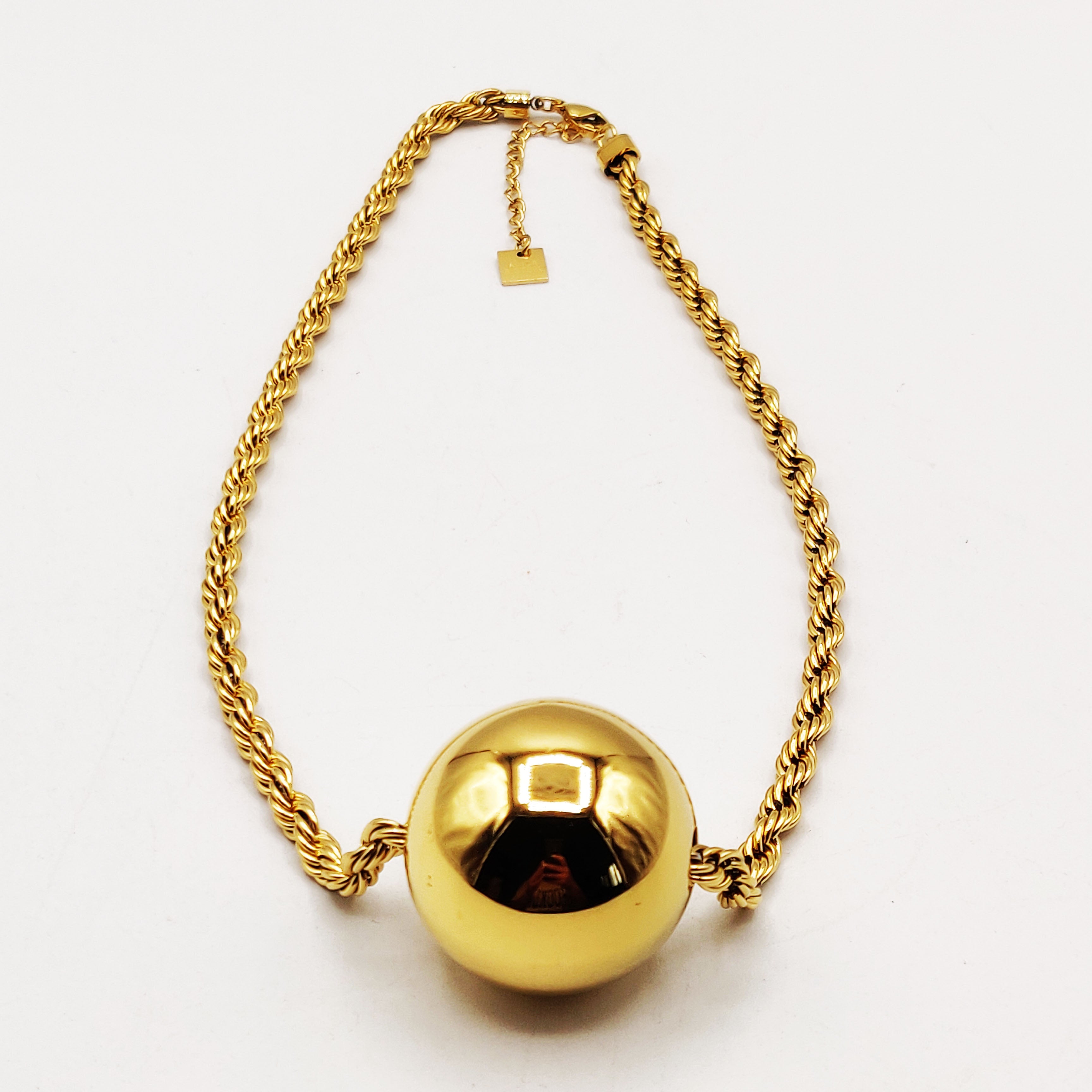 Collier Torsade Multi Lignes Grosse Boule Dorée Luxe
