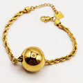 Bracelet Torsade Multi Lignes Grosse Boule Dorée Luxe