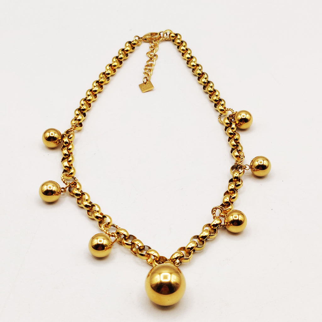 Collier Maillons Multi Perles d'imitation Dorées Luxe