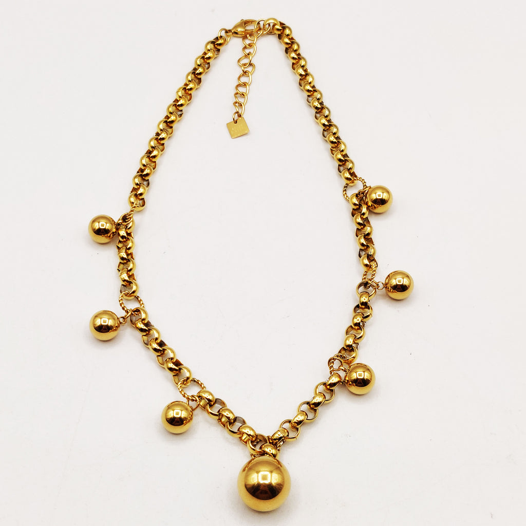 Collier Maillons Multi Perles d'imitation Dorées Luxe