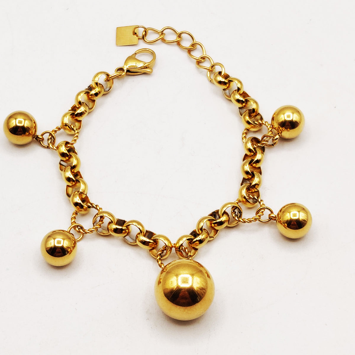 Bracelet Maillons Multi Perles d'imitation Dorées Luxe