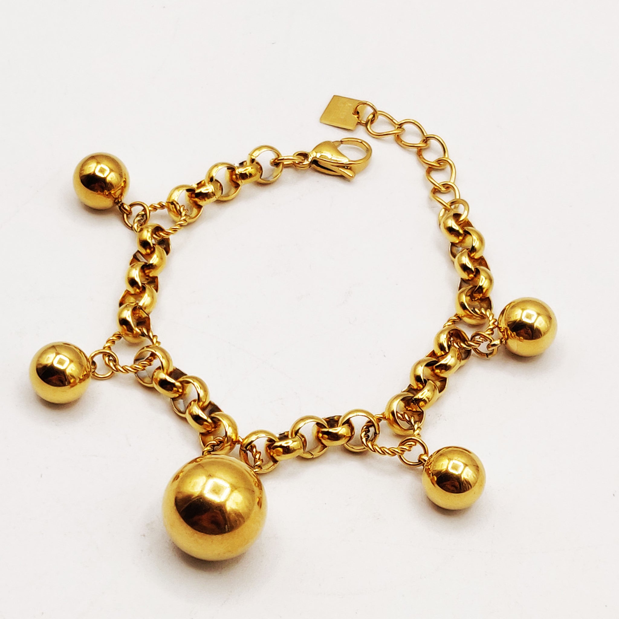 Bracelet Maillons Multi Perles d'imitation Dorées Luxe