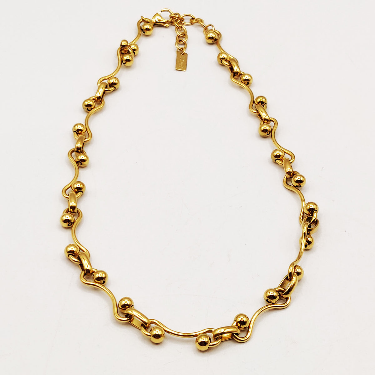 Collier Chaîne de Perles d'imitation Dorées Luxe