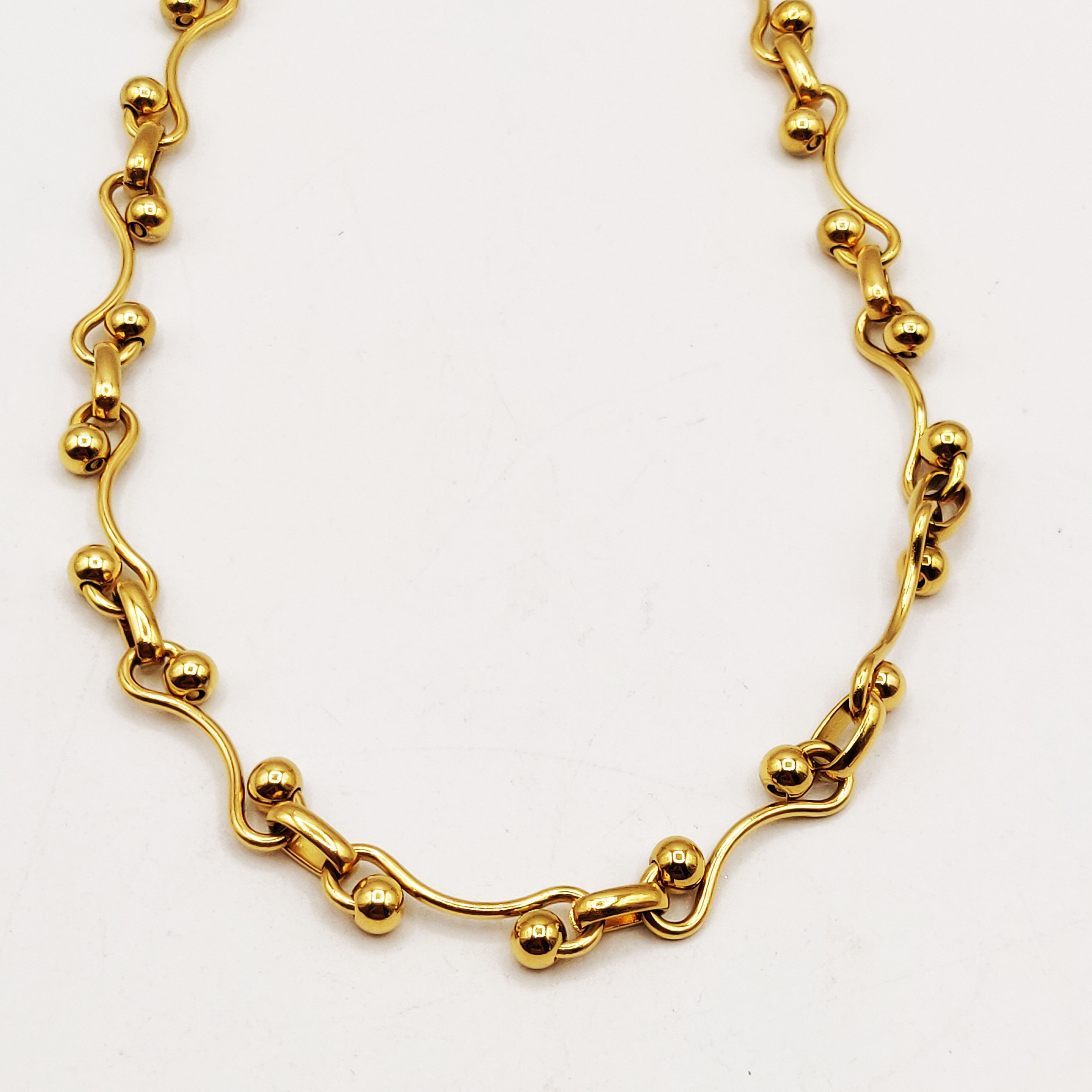 Collier Chaîne de Perles d'imitation Dorées Luxe