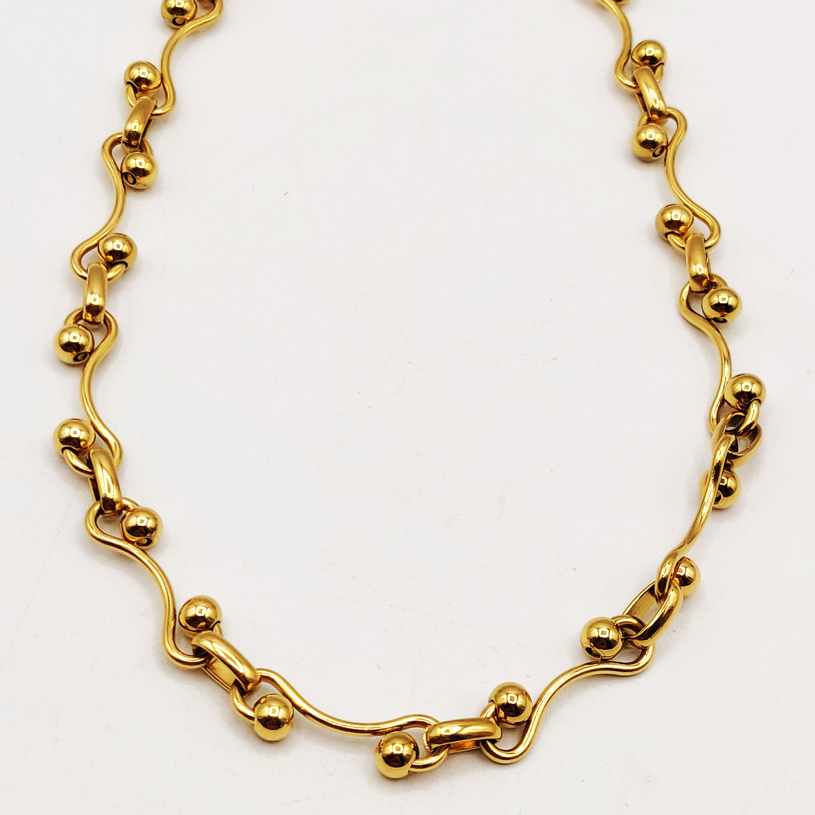 Collier Chaîne de Perles d'imitation Dorées Luxe