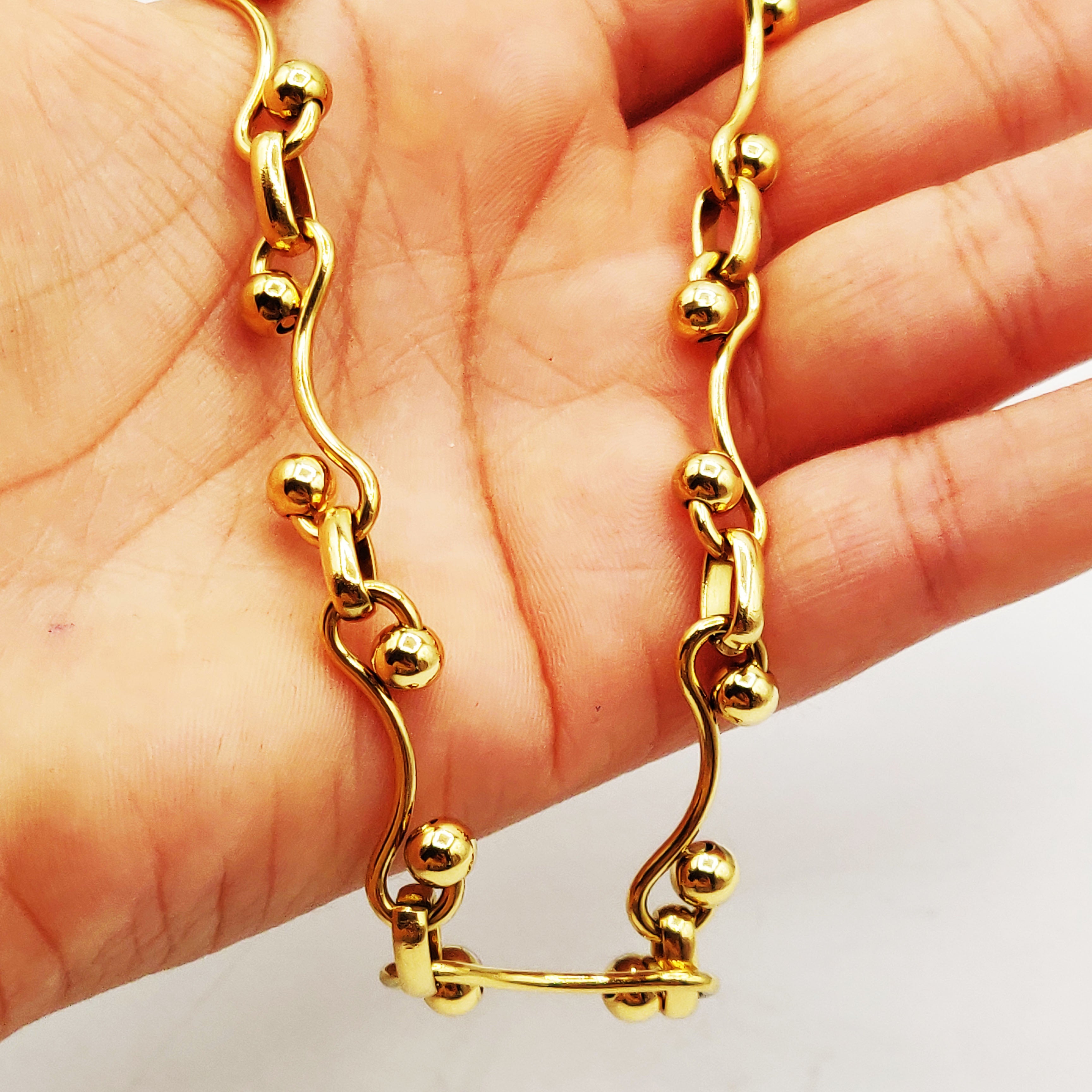 Collier Chaîne de Perles d'imitation Dorées Luxe