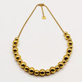 Collier Chaîne Cubique Perles d'imitation Dorées Multi Tailles Luxe