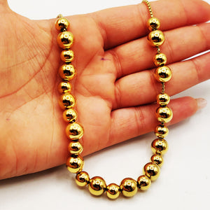 Collier Chaîne Cubique Perles d'imitation Dorées Multi Tailles Luxe