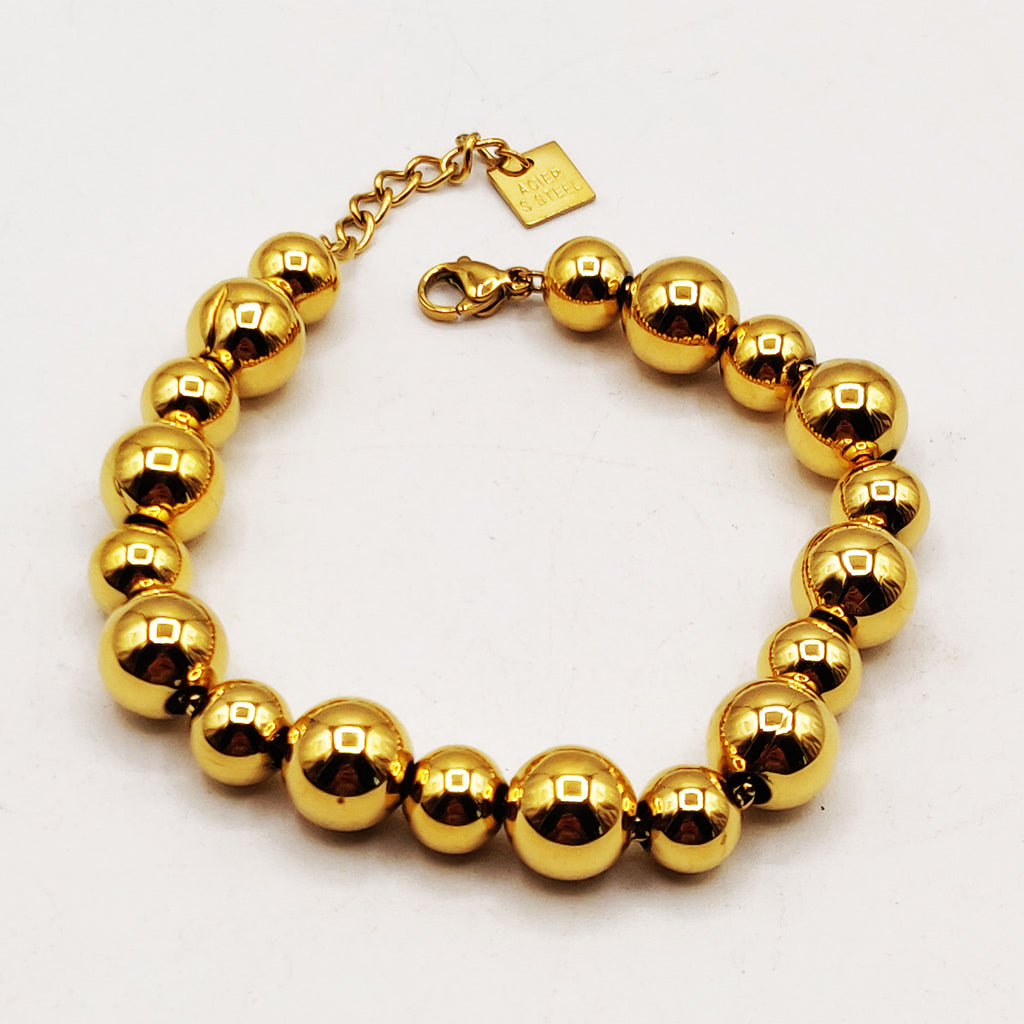 Bracelet Perles d'imitation Dorées Multi Tailles Luxe