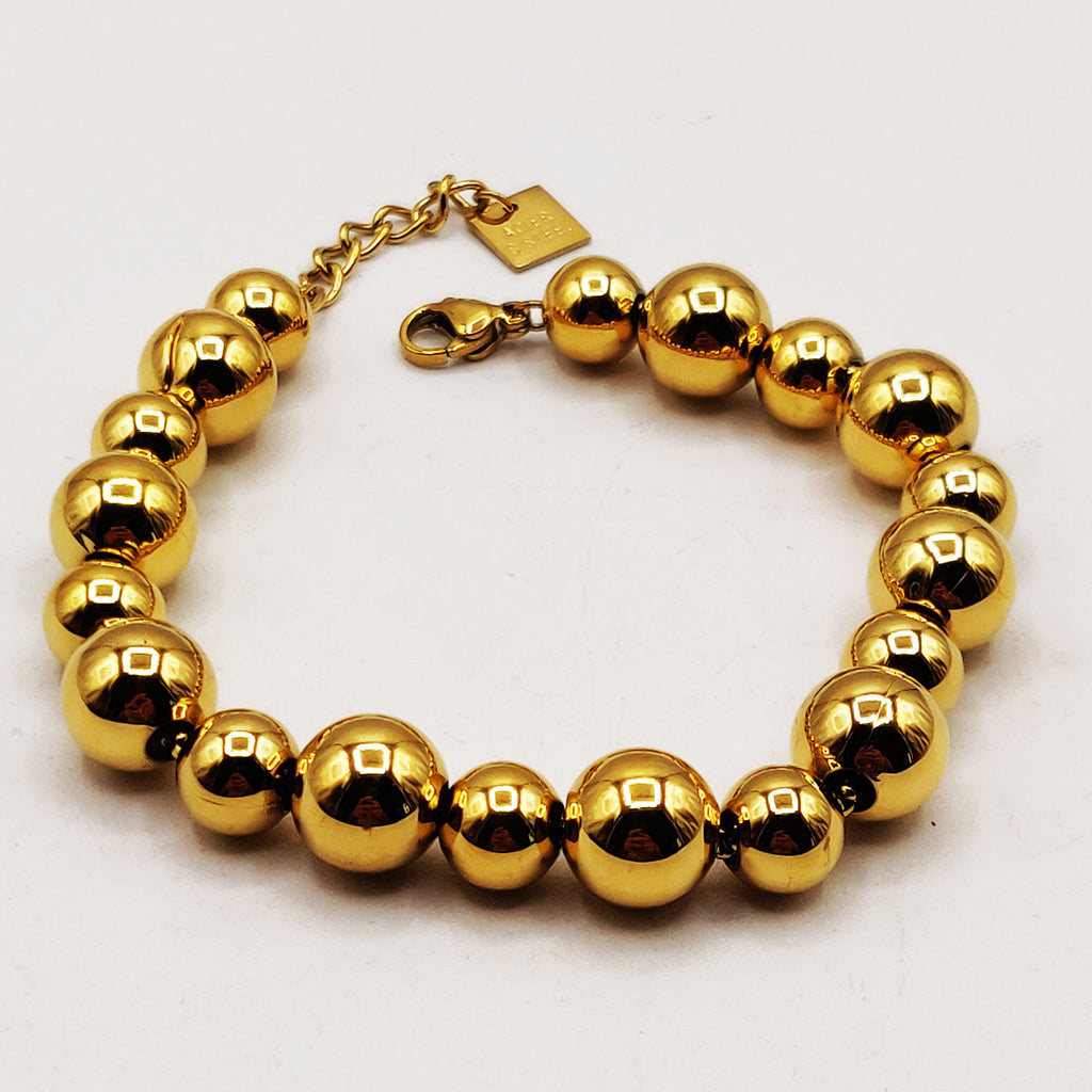 Bracelet Perles d'imitation Dorées Multi Tailles Luxe