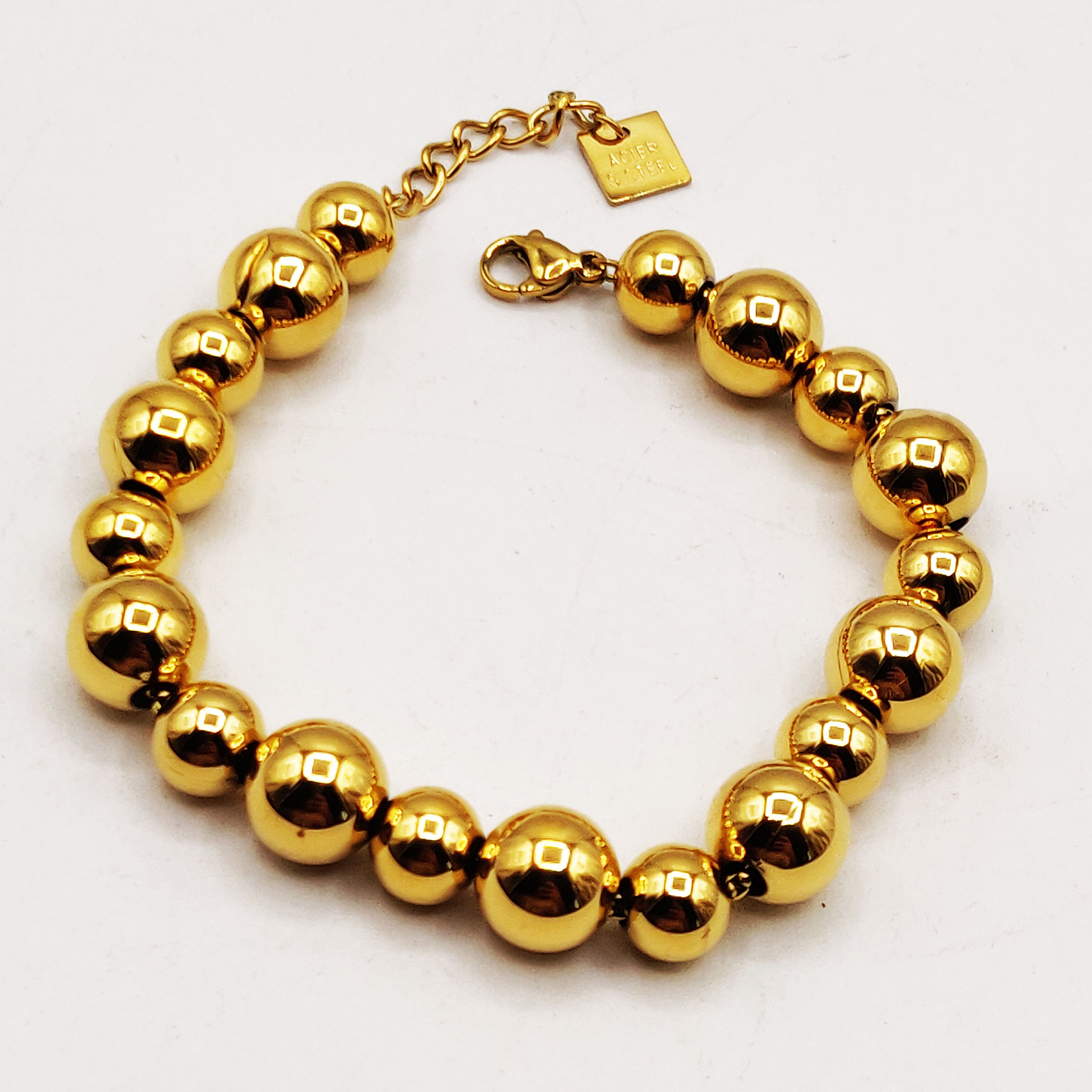 Bracelet Perles d'imitation Dorées Multi Tailles Luxe