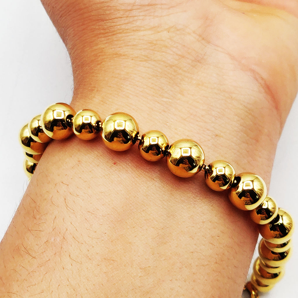 Bracelet Perles d'imitation Dorées Multi Tailles Luxe