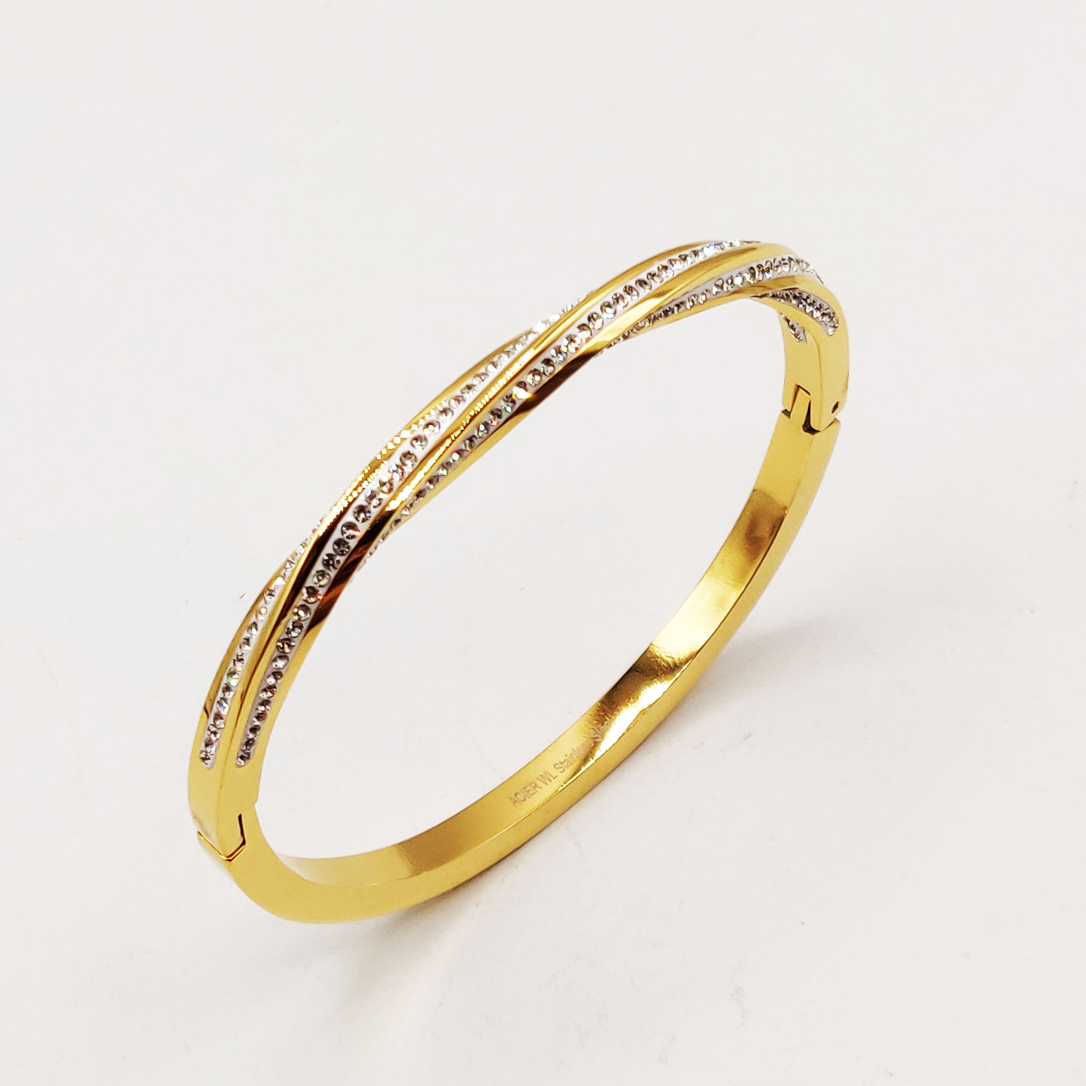 Bracelet Rigide Torsade de Cristaux Luxe
