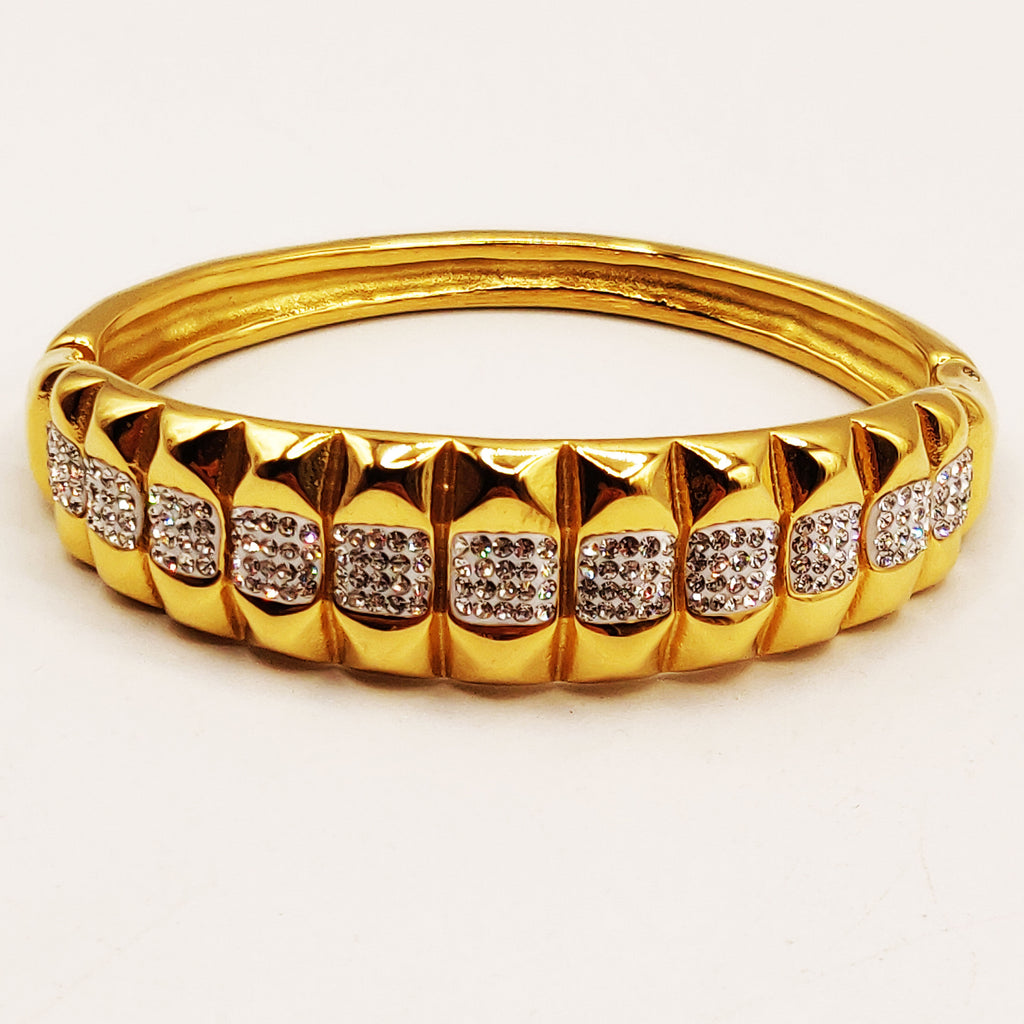 Bracelet Rigide Large Multi Pics et Cristaux Luxe