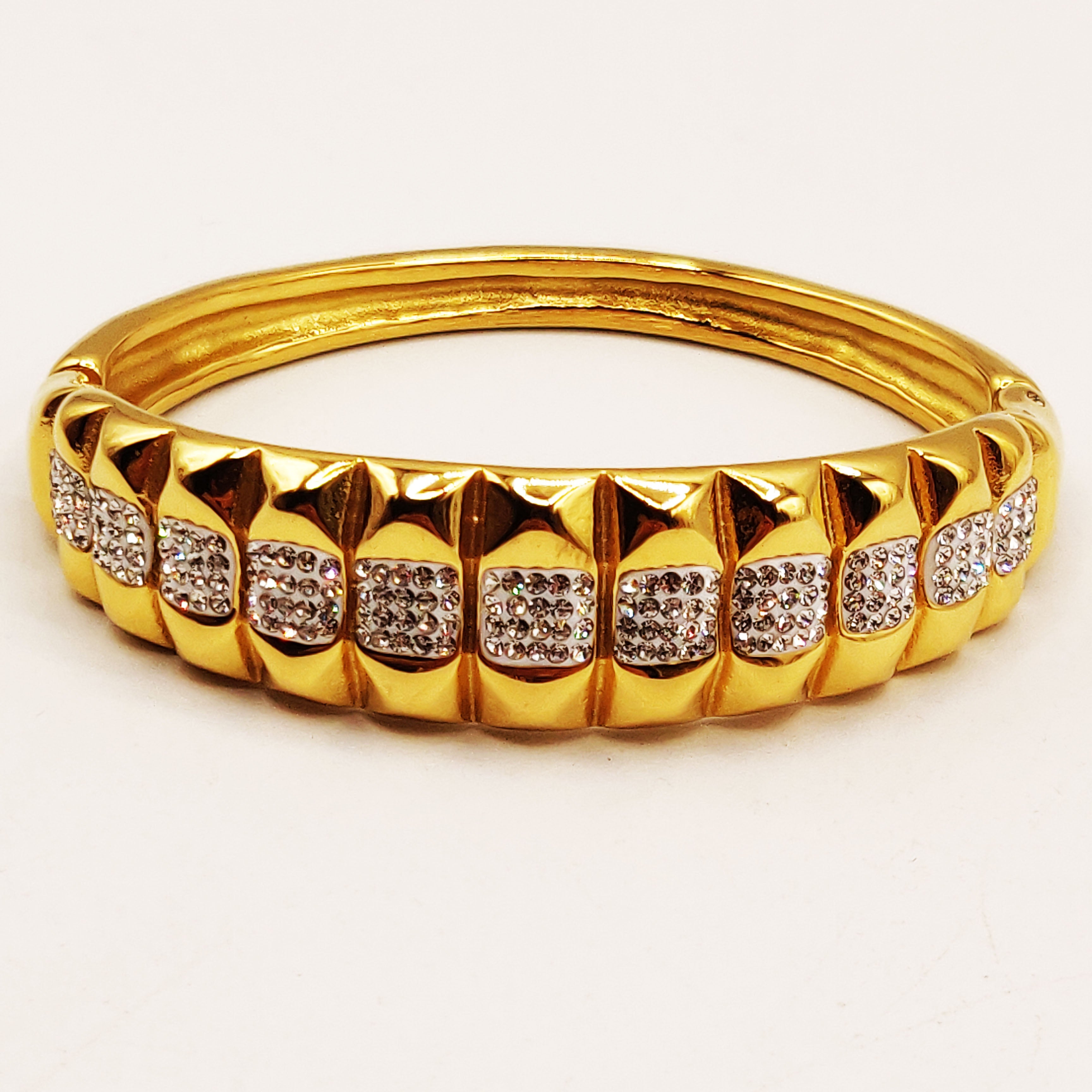 Bracelet Rigide Large Multi Pics et Cristaux Luxe