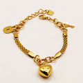 Bracelet Maille Pendentif Coeur Bombé Luxe