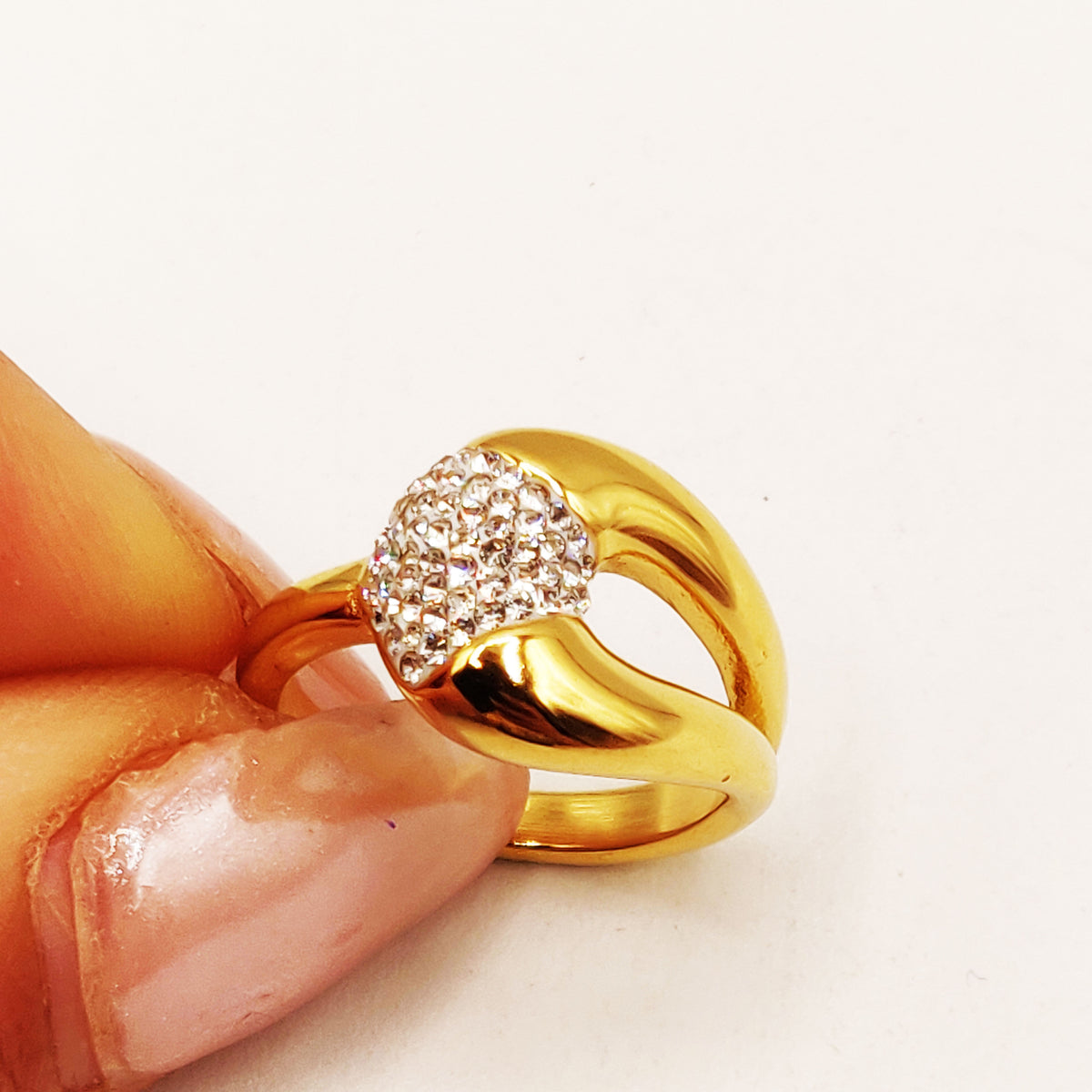 Bague Goutte Design Cristaux Luxe