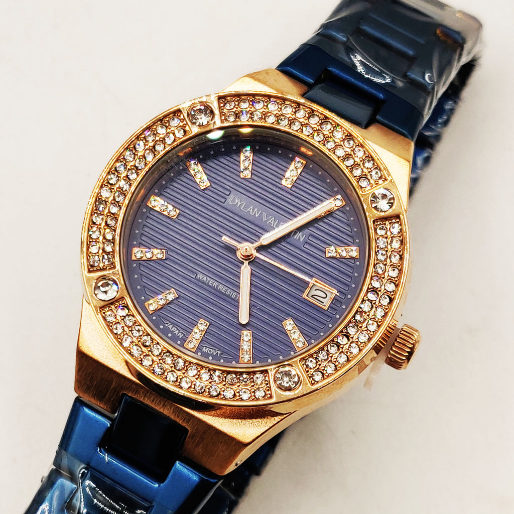 Montre Dylan Valentin DV6517 Fond Bleu Bracelet Bleu