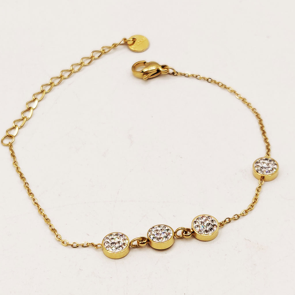 Bracelet Quadruple Cristaux Ronds