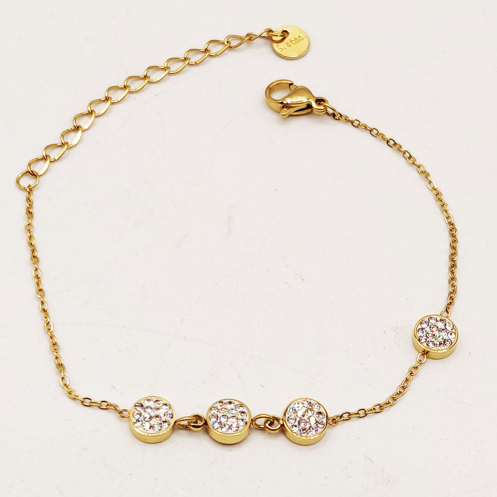 Bracelet Quadruple Cristaux Ronds