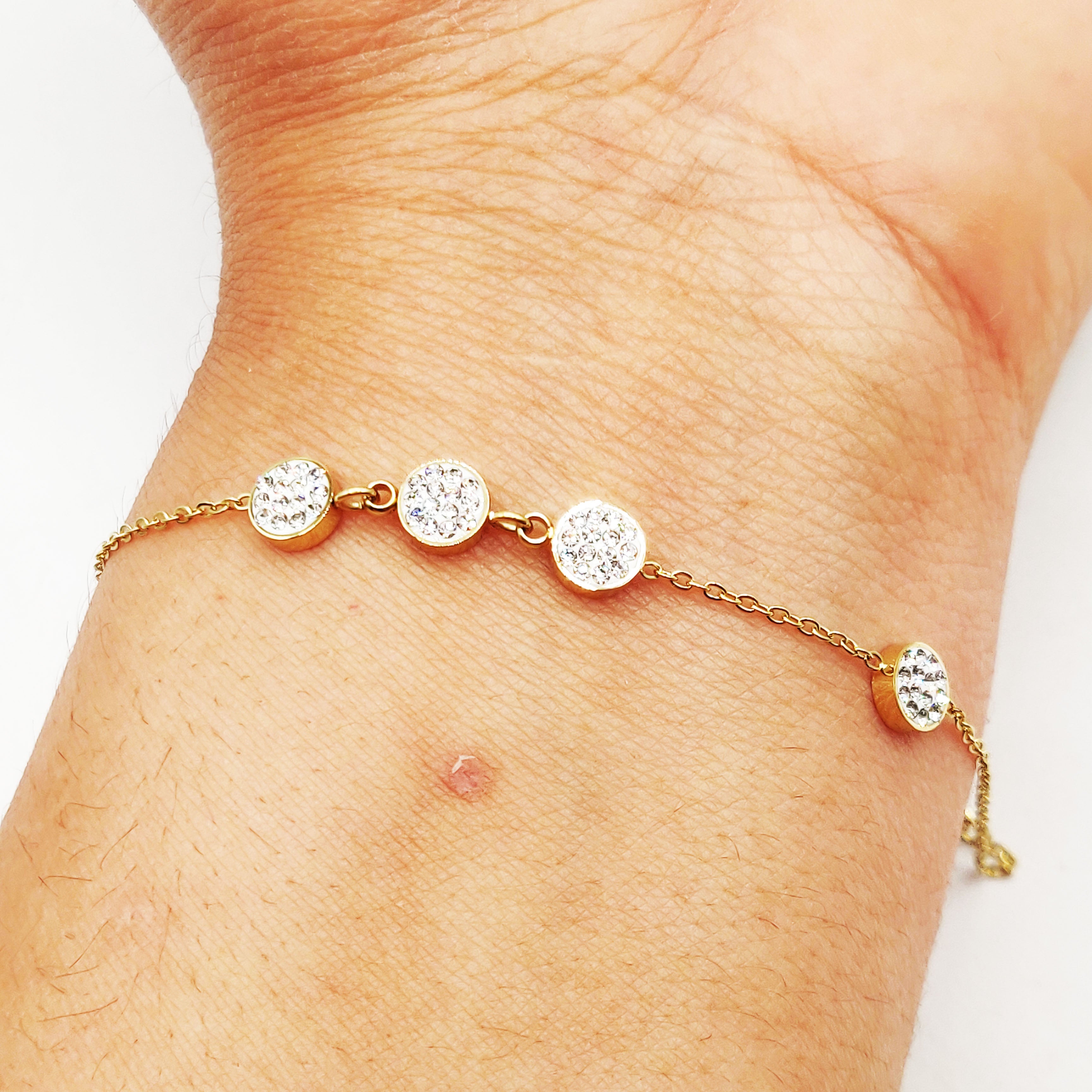 Bracelet Quadruple Cristaux Ronds