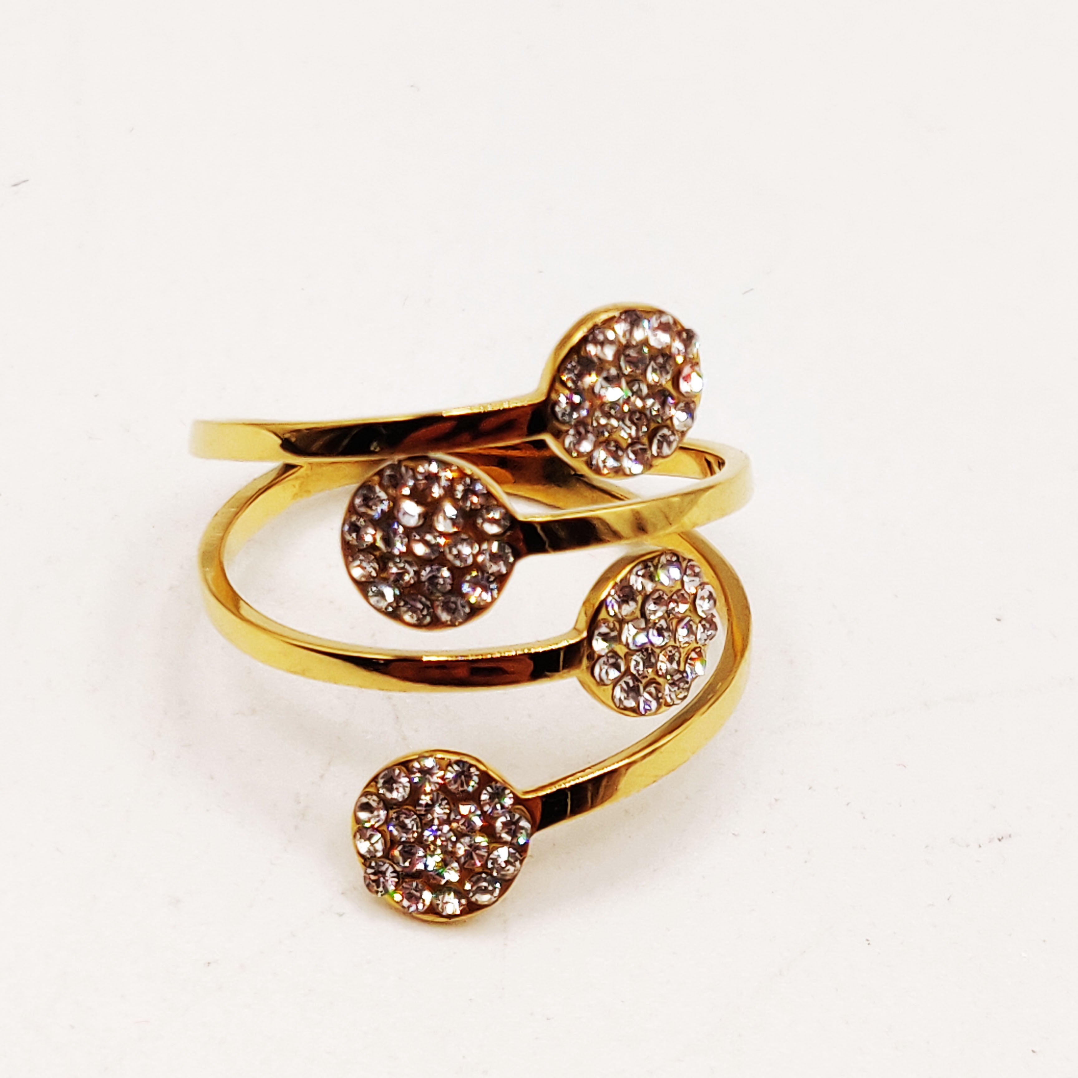 Bague Quadruple Cristaux Ronds