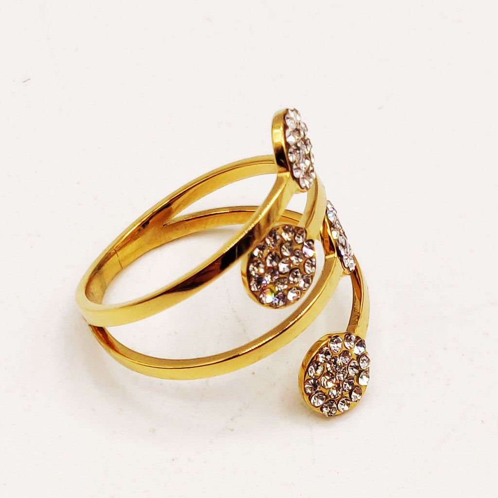 Bague Quadruple Cristaux Ronds