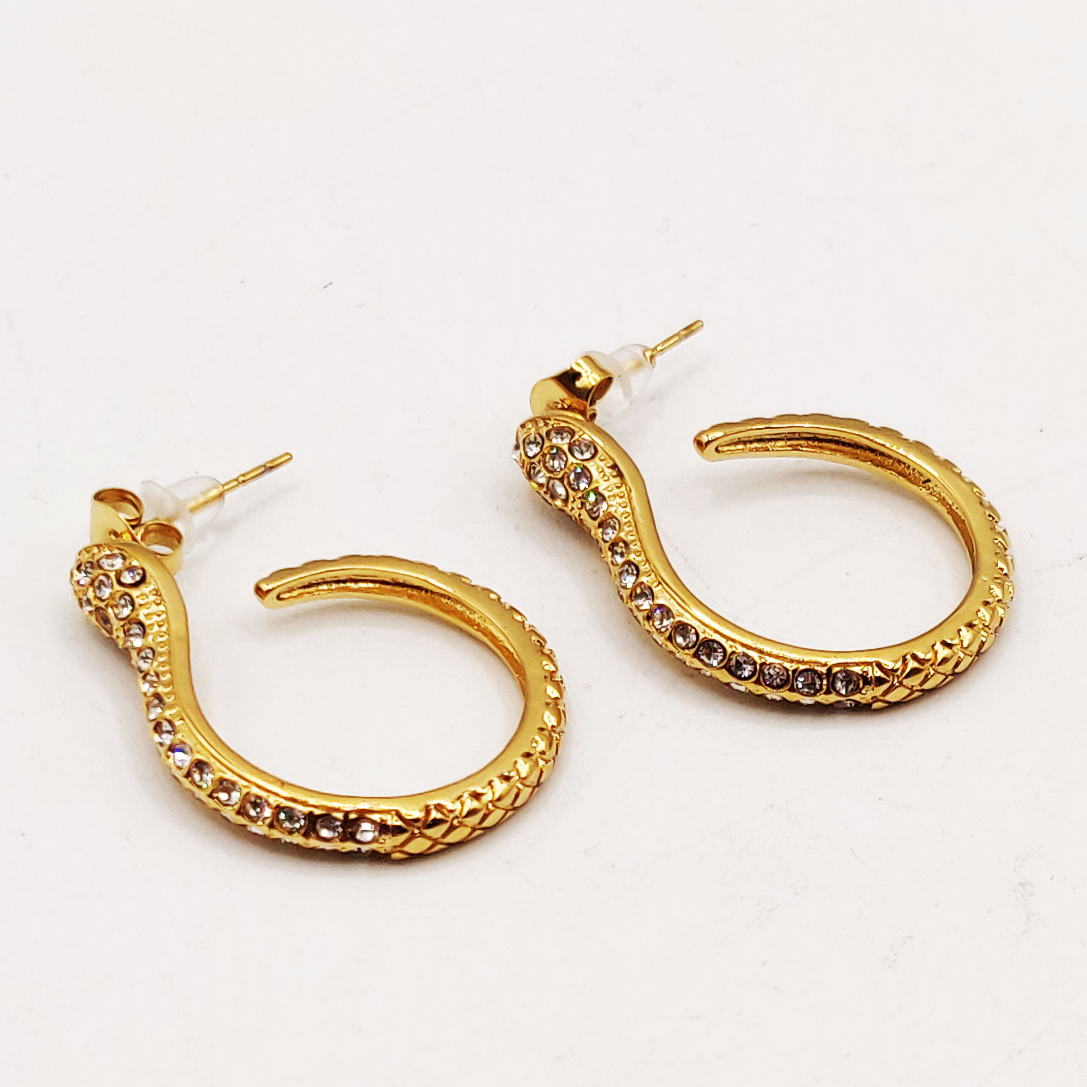 Boucles d'oreilles Créoles Serpent Cristaux