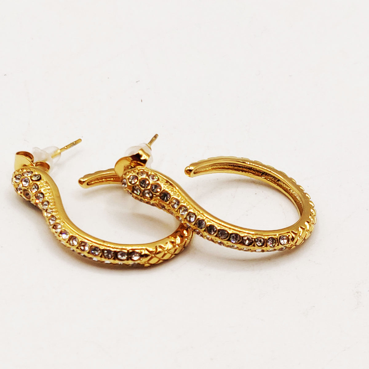 Boucles d'oreilles Créoles Serpent Cristaux