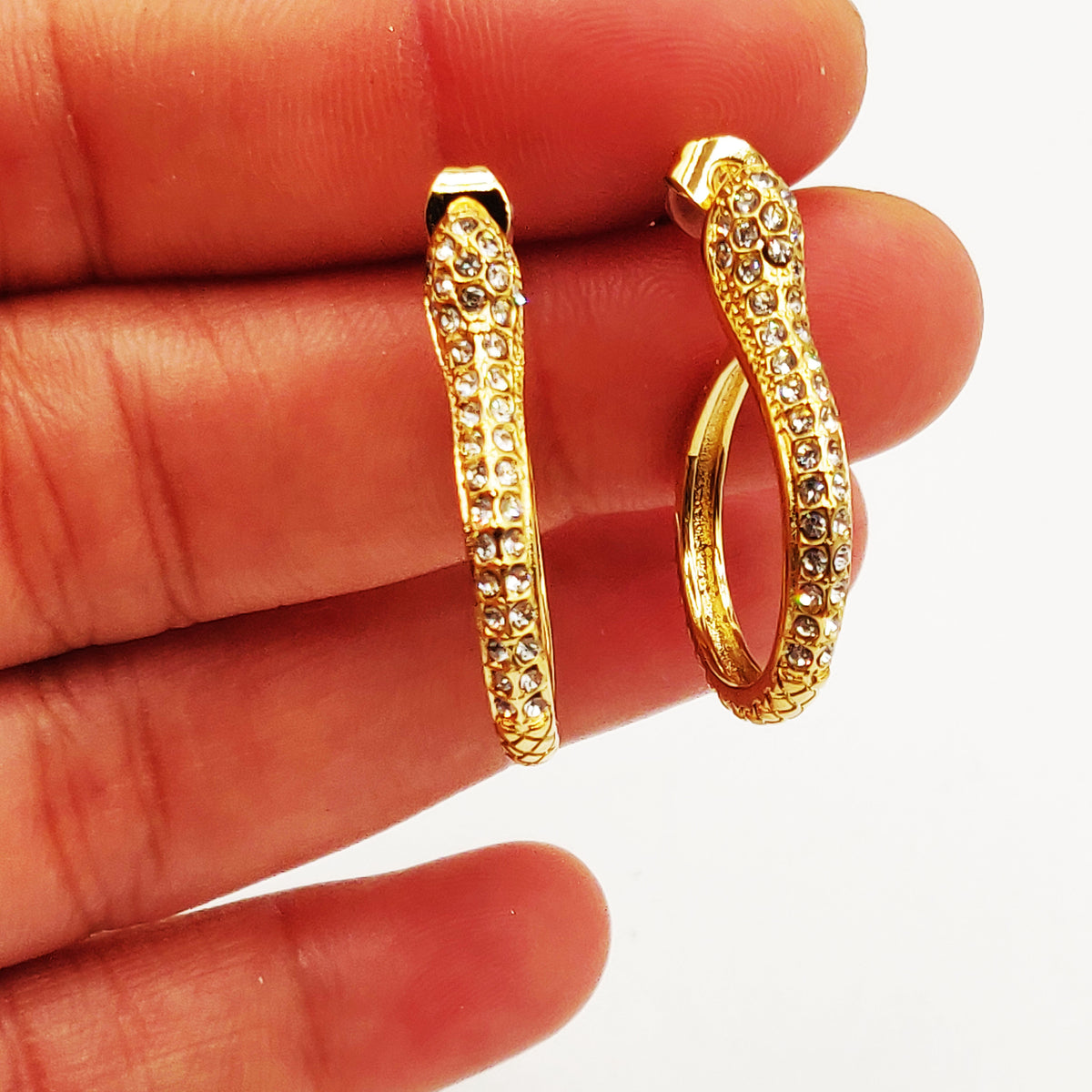 Boucles d'oreilles Créoles Serpent Cristaux