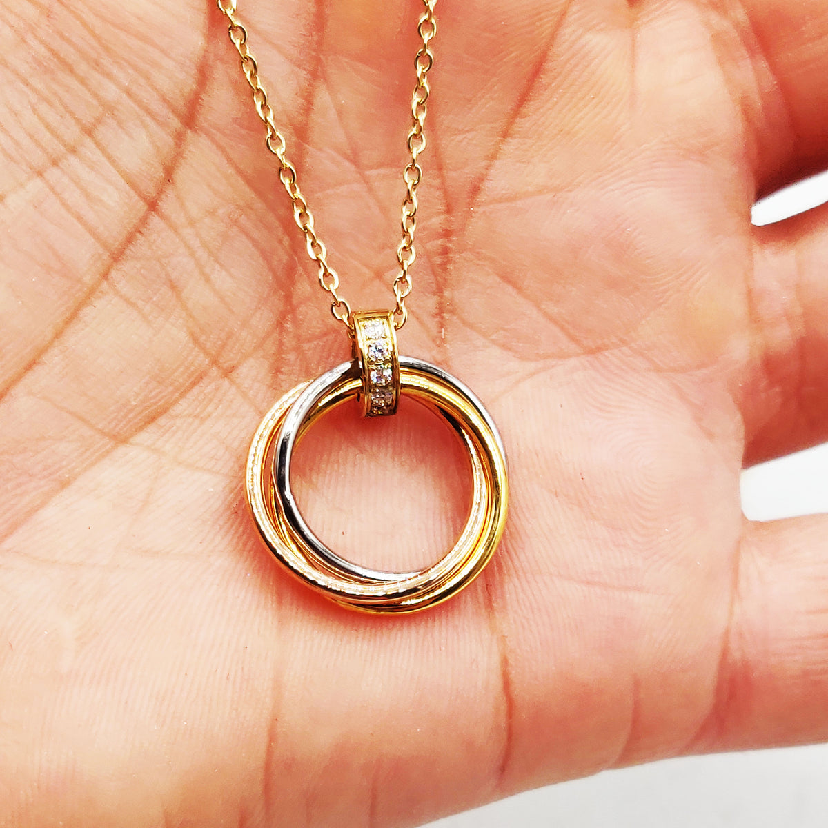 Collier Anneaux Tricolores Luxe