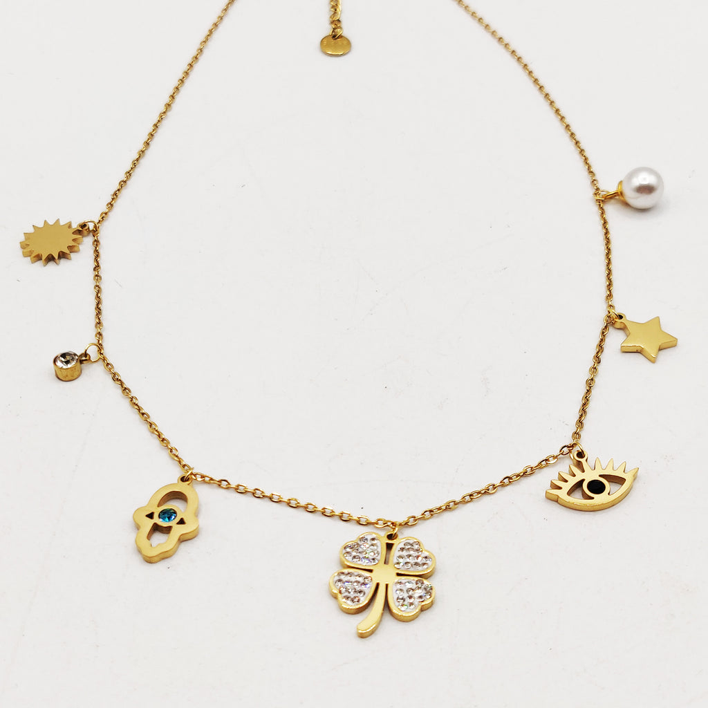 Collier Trèfle Multi Pendentifs Variés